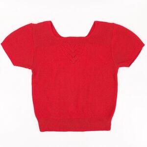 80s red short sleeve sweater 1980s vintage